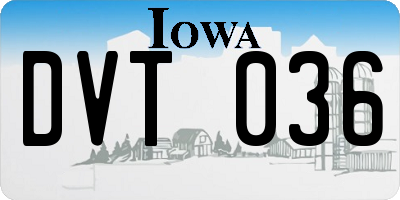 IA license plate DVT036
