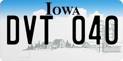 IA license plate DVT040