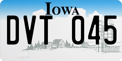 IA license plate DVT045