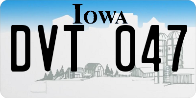 IA license plate DVT047