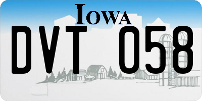 IA license plate DVT058