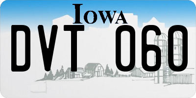 IA license plate DVT060