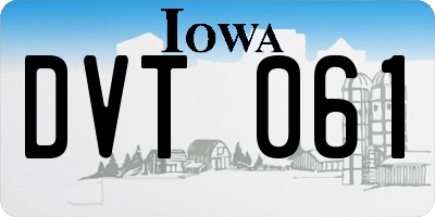 IA license plate DVT061