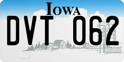 IA license plate DVT062