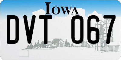 IA license plate DVT067