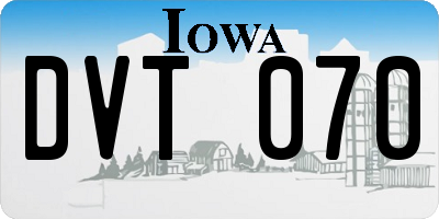 IA license plate DVT070