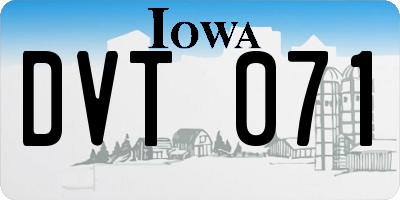 IA license plate DVT071
