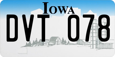IA license plate DVT078