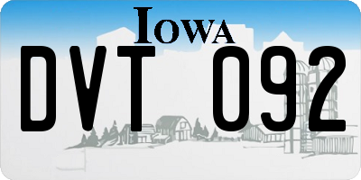 IA license plate DVT092