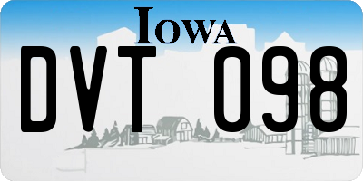 IA license plate DVT098