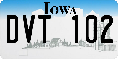 IA license plate DVT102