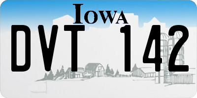 IA license plate DVT142
