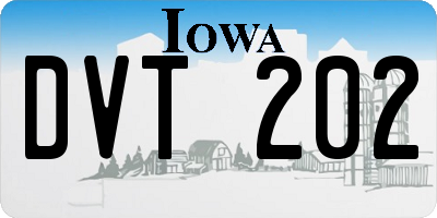 IA license plate DVT202