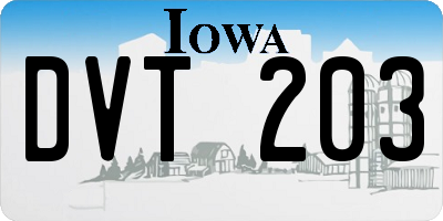 IA license plate DVT203