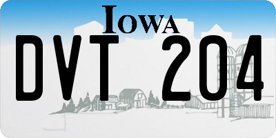 IA license plate DVT204