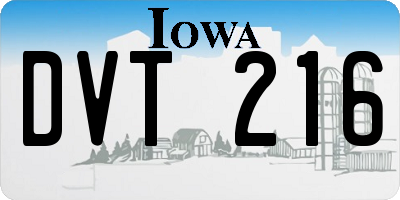 IA license plate DVT216