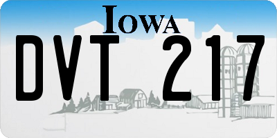 IA license plate DVT217