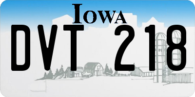 IA license plate DVT218