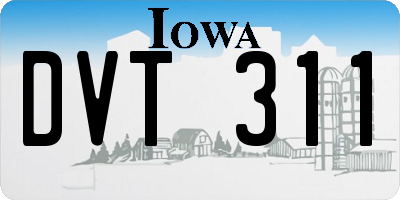 IA license plate DVT311