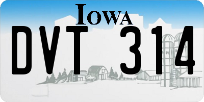 IA license plate DVT314