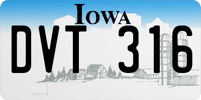 IA license plate DVT316