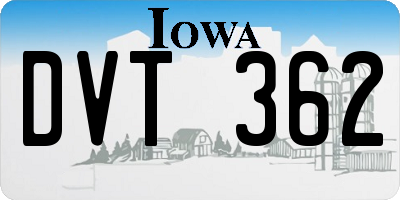 IA license plate DVT362