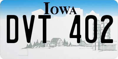 IA license plate DVT402