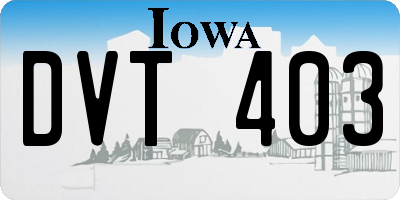 IA license plate DVT403
