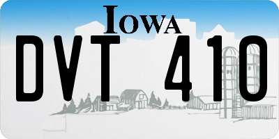 IA license plate DVT410