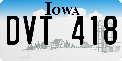 IA license plate DVT418