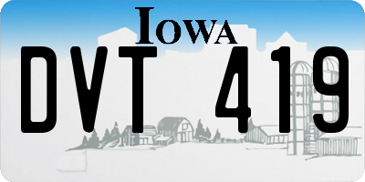 IA license plate DVT419