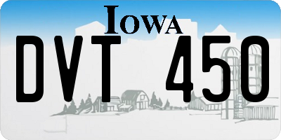 IA license plate DVT450
