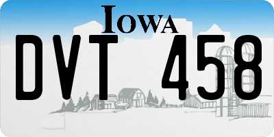 IA license plate DVT458