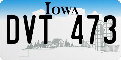 IA license plate DVT473