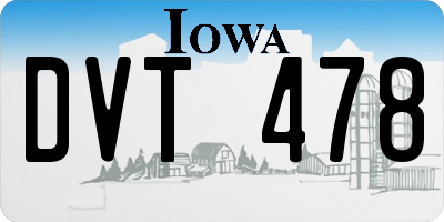 IA license plate DVT478