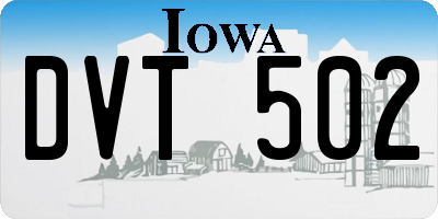 IA license plate DVT502