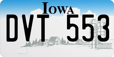 IA license plate DVT553