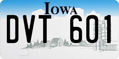 IA license plate DVT601