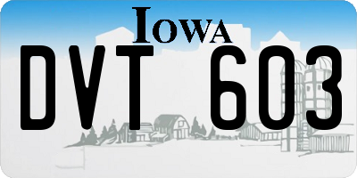 IA license plate DVT603