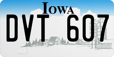 IA license plate DVT607