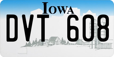 IA license plate DVT608