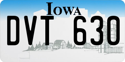 IA license plate DVT630