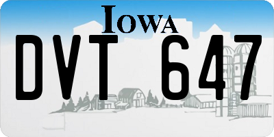 IA license plate DVT647
