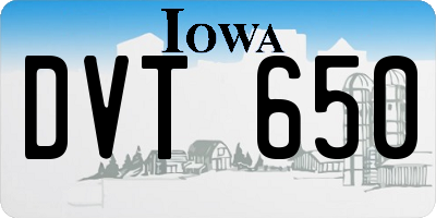 IA license plate DVT650