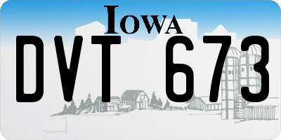 IA license plate DVT673