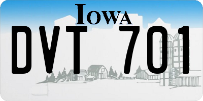 IA license plate DVT701