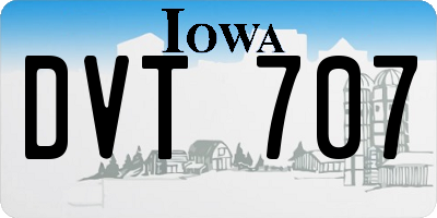 IA license plate DVT707