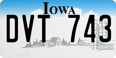IA license plate DVT743