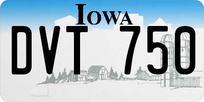 IA license plate DVT750