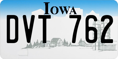 IA license plate DVT762